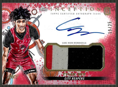 2022-23 Tyler Bey Topps Inception Overtime Elite Rookie Red Auto Relic 19/25