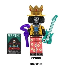 2 inch Custom One Piece Brook Minifigure with Base and wanted poster, New/Mint