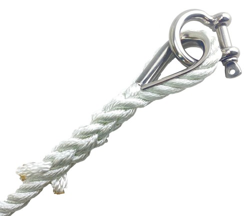 12mm White 3st Nylon Rope Anchor Rope Reel With Stainless Steel Thimble - Picture 8 of 8