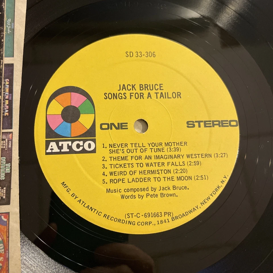 Jack Bruce Songs For A Tailor LP ATCO Rare Club Edition 1969 Cream + Inner M-!!! Foto 3 de 4
