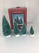The Village Collection By St. Nicholas Square “Frosted Sisal Trees” Set Of 4