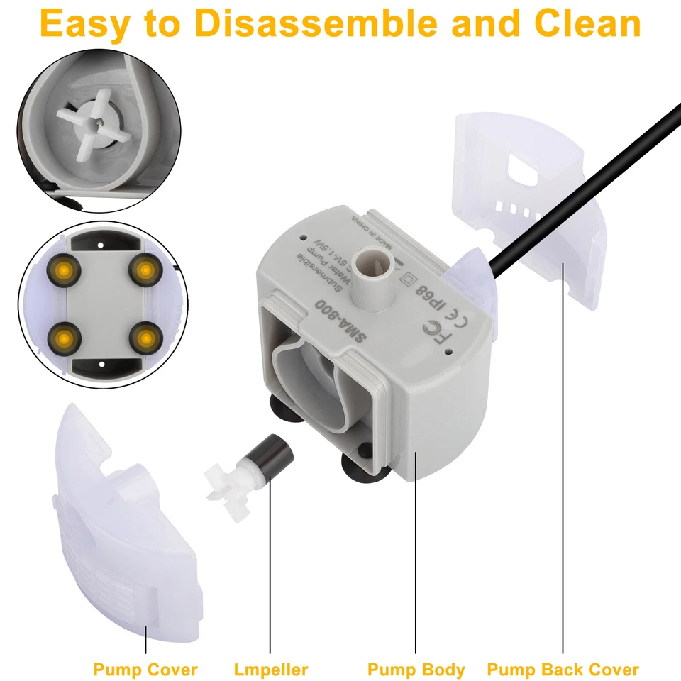 Bomba de fuente de agua para mascotas bomba de repuesto para dispensador de agua para gatos de acero inoxidable Foto 4 de 4