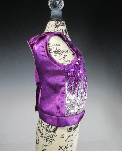 American Girl Gabriella Sparkling Sequin Purple Silver Top - Picture 3 of 5