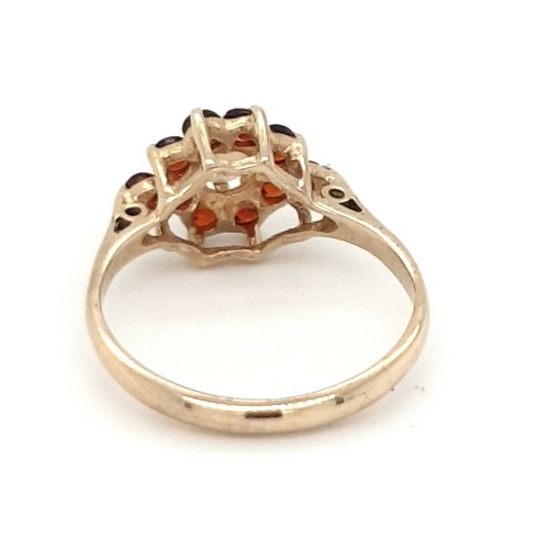 9ct Oro Amarillo Almandino Granate Y Ópalo Redondo Anillo Talla I Británico Made - Imagen 6 de 12