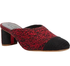 NIB ANTOLINA PARIS Dorina Red Black Woven Knit Block Heel Pumps Mules sz 38