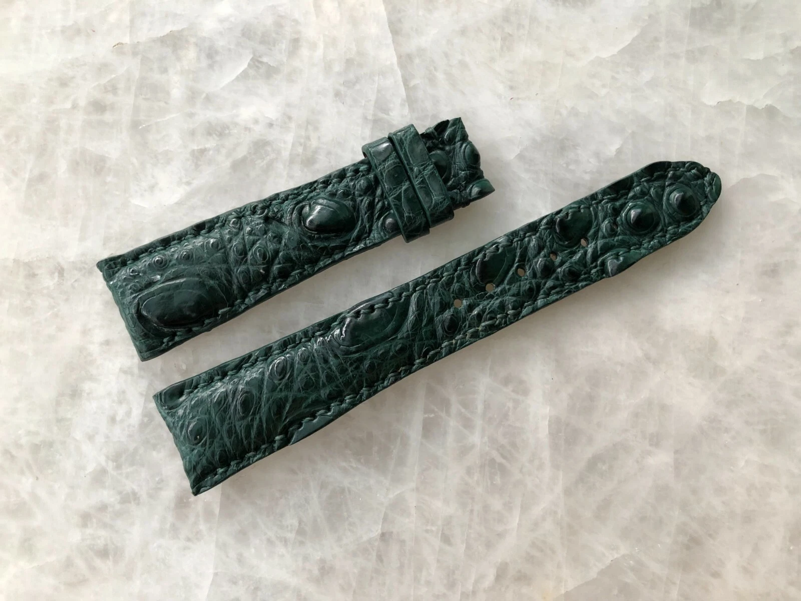 20mm/16mm Green Alligator Crocodile Embossed Leather Watch Strap Band