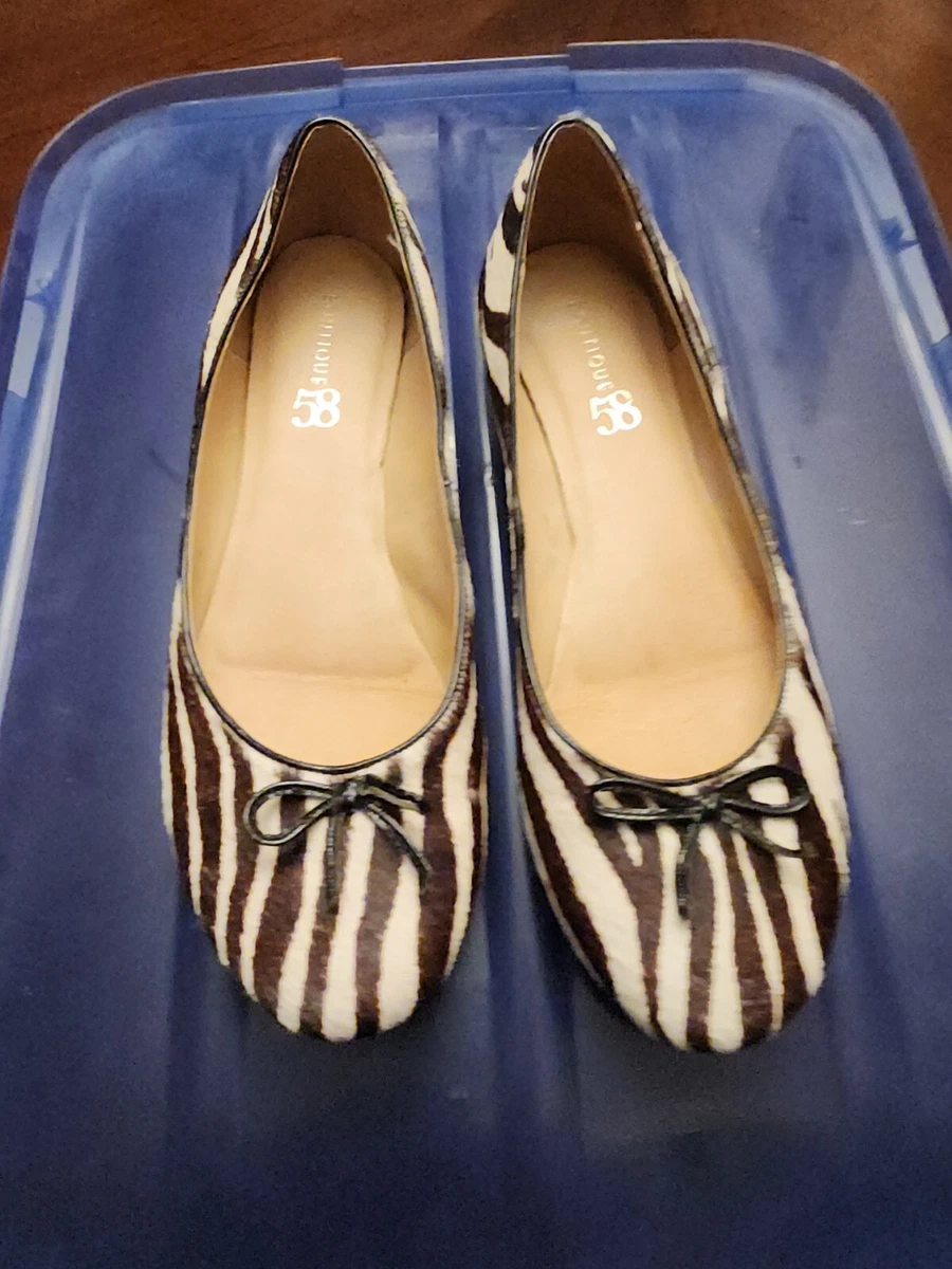 Boutique 58 Womens Shoes Black White Calf Hair Bow size 11