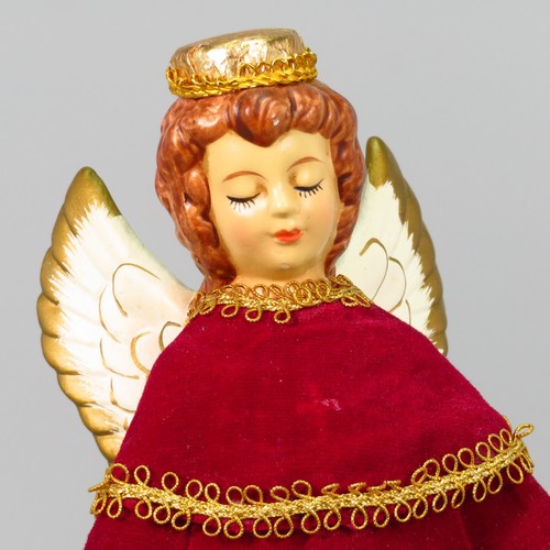 Caja de Música Ángel Giratoria Flocada Cerámica Giratoria Borgoña Sankyo Japón - Imagen 3 de 20