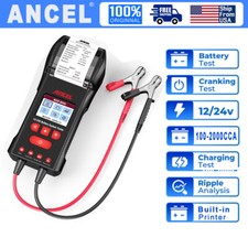 Automotive 12v 24v 100-2000 Cca Battery Tester Cranking Charging Test Printer