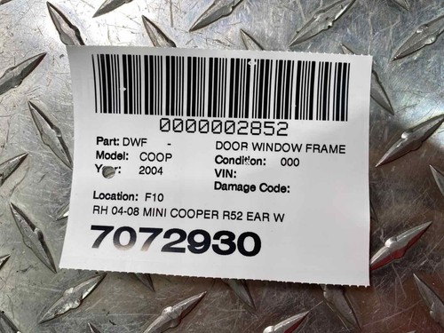 RH 04-08 MINI COOPER R52 EAR WINDOW SEAL COVER PANEL 51367072930 OEM - Bild 4 von 4