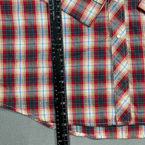 Vintage 90’s Rustler Wrangler Aztec Western Pearl Snap Button Down Shirt Red L - Picture 6 of 8