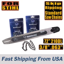 72in" 3/8 .063 210DL Guide Bar Skip Ripping Saw Chains For Stihl MS660 066 064
