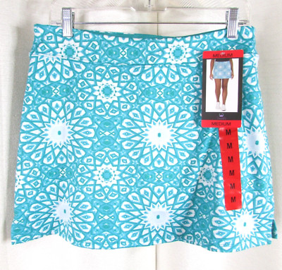 NWT Tranquility Size M Skort Skirt Kaleidoscope Teal Stretch Yoga Golf Beach