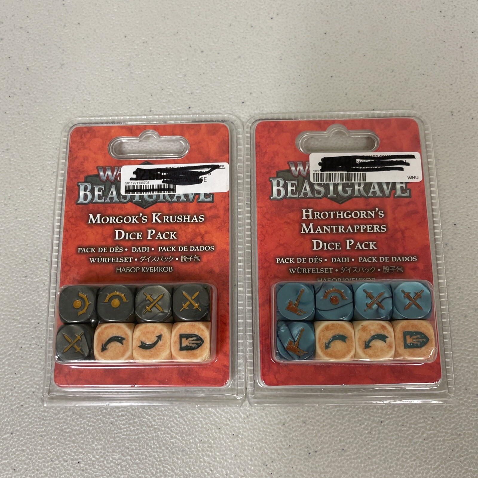 Warhammer Beastgrave Morgok's Krushas Hrothgorn's Mantrappers Dice Pack Lot of 2