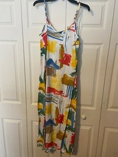 TAHARI Brushstroke Canvas Print Cami Midi Dress Sizes S-XL