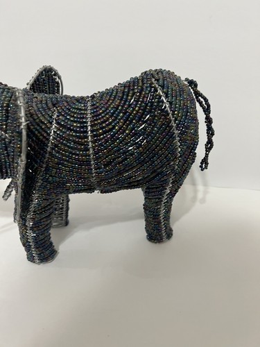 Afrikanische Perlen Elefant Kofferraum Figur Drahtrahmen 10""H x 10""L x 6""W - Bild 8 von 16