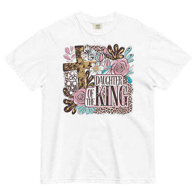 Daughter of the King Christian T-Shirt Faith Cross Floral Graphic Tee