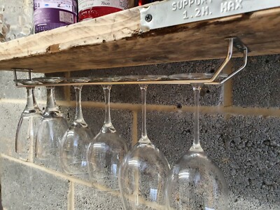 Rustic Industrial Retro Quirky Steampunk Wine Glass Holder Shelf
