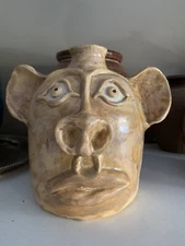 Southern Folk Art Pig Ugly Face Jug Pottery By Peggy Henderson USA Clay EC