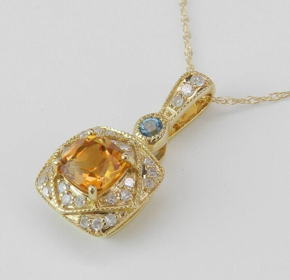 3Ct Cushion Cut Simulated Yellow Citrine Pendant Chain In 14k Yellow Gold Plated - image 4 of 4