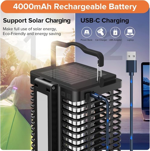 Bug Zapper for Indoor Outdoor, Solar-Powered Mosquito Trap, Cordless - Picture 7 of 8