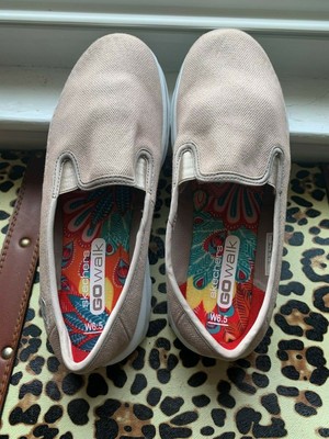 skechers go walk canvas slip on