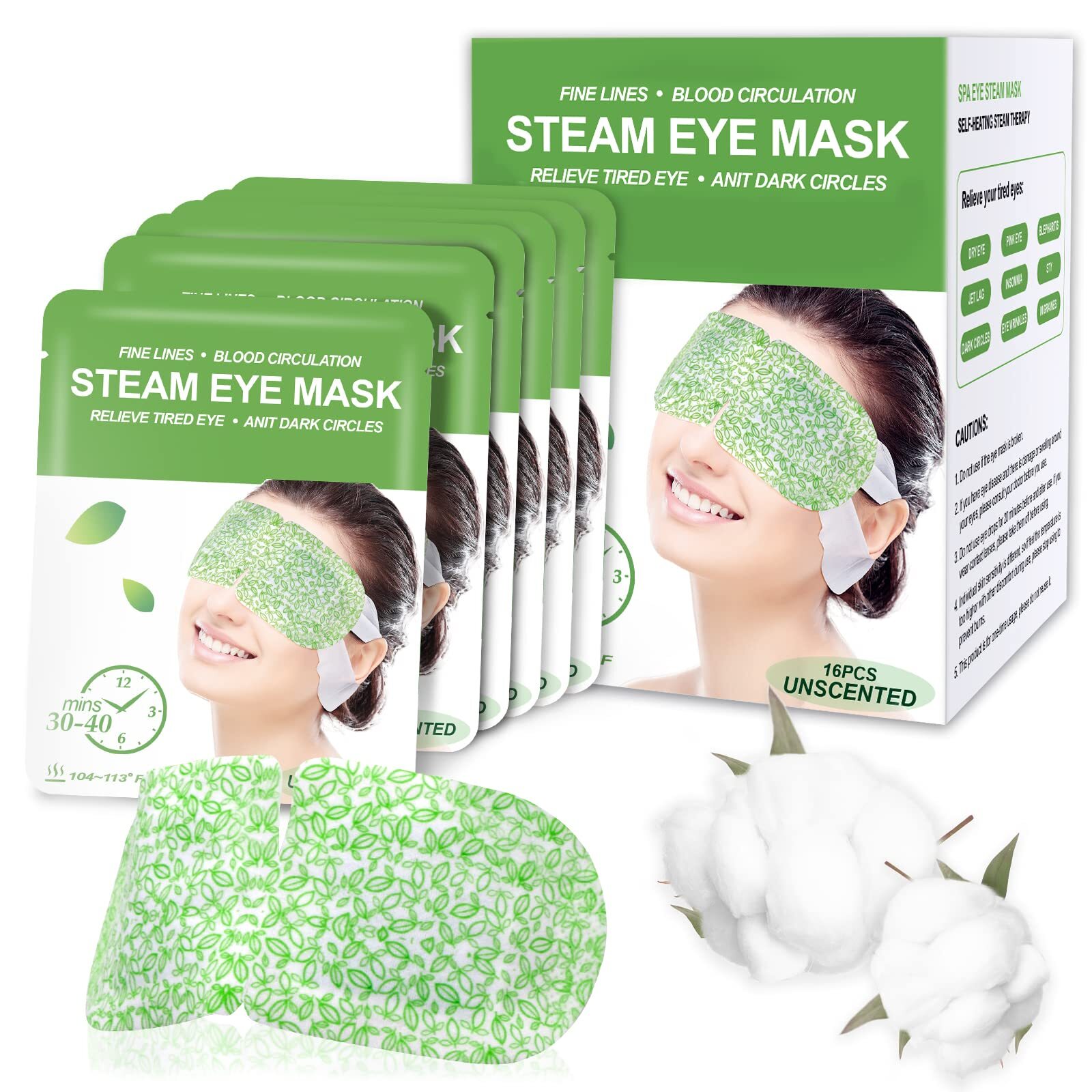 16-Pack Steam Eye Masks for Dry Eyes & Fatigue Relief - Warm SPA Therapy