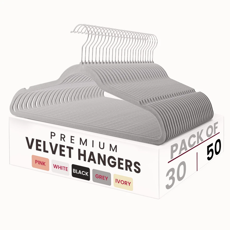Velvet Hangers Flocked Clothes Heavy Duty Premium Non-Slip Hangers (30/50 Pack) - Image 2 of 4