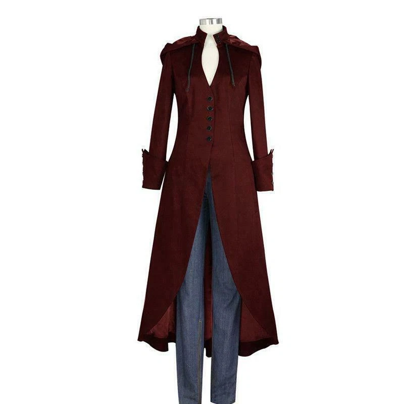 Women Punk Rave Steampunk Military Coat Jacket Long Gothic Uniform Cool Clothes - Image 2 of 4