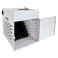 8-Device Tablet Charging Station, Lockable Steel Case Fits 14" Chromebooks, iPad