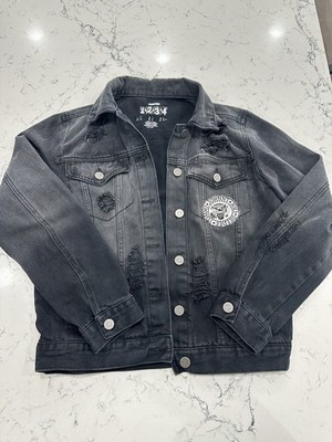 Ramones 1-2-3-4 Jean Jacket Black Distressed Denim Punk Small Patches
