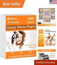 4x6 Glossy Photo Paper, 160 Sheets Picture Paper for Inkjet Printer, 180gsm/48lb