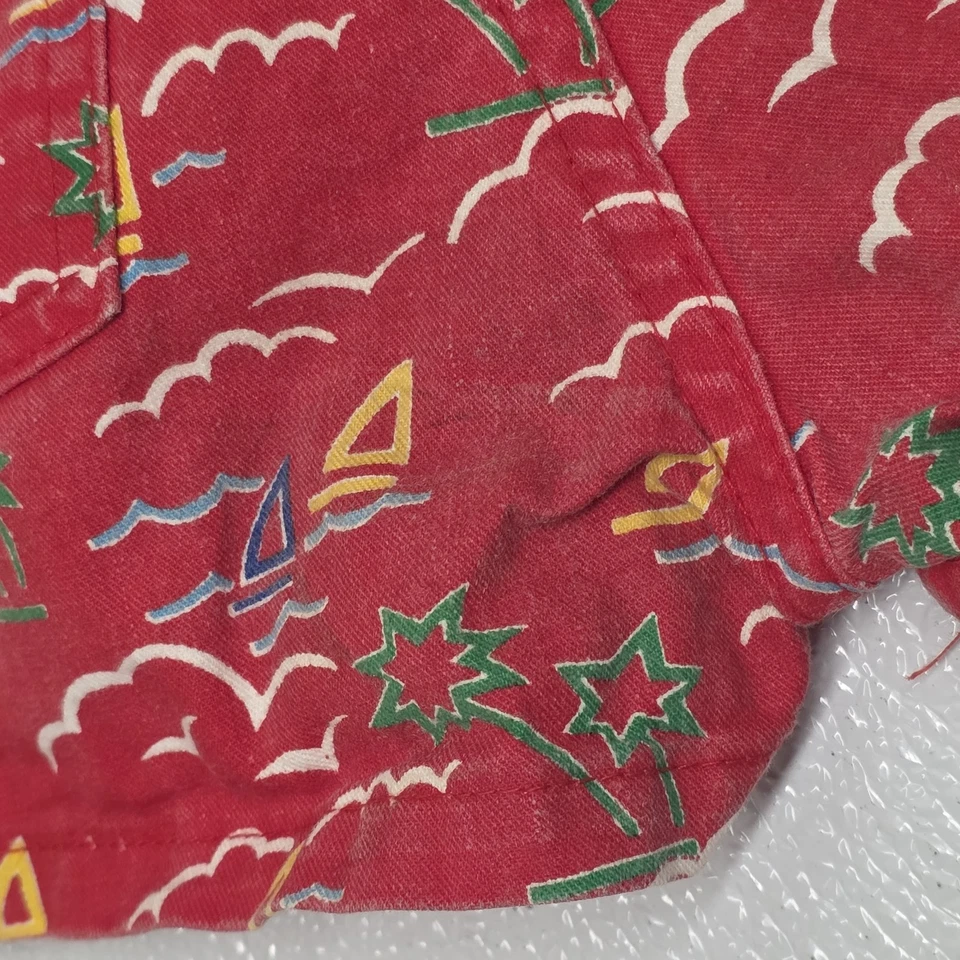 Mono corto Oshkosh Vestbak vintage 3 niños pequeños rojo tema náutico barco palma Foto 3 de 4