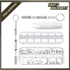 Eyeglass Repair Kit Steel Screws with Screwdriver and Tweezers 120 Pcs
