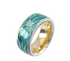 Wellendorff Magie Welle Diamant Blau Emaille 18k Gold Ringgröße 53