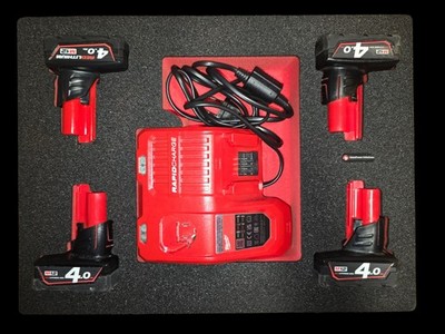 Schaumeinlage für Milwaukee M12 Akku Set Ladegerät + 4x Akku 4-6 Ah Für HD Box1