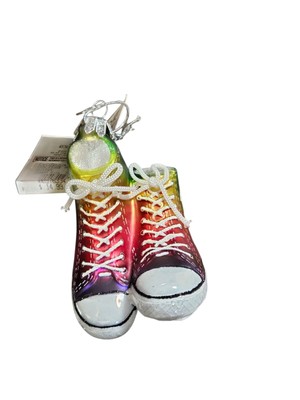 Kurt Adler Noble Gems 4'' Retro High Top  Sneaker Shoes Blown Glass Ornament
