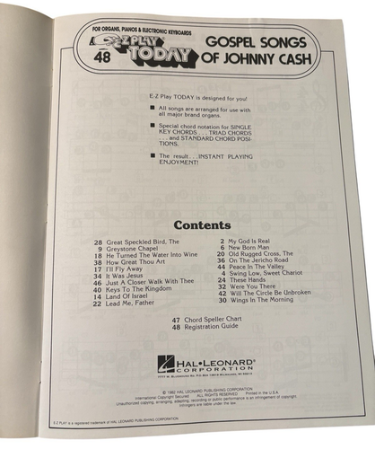 EZ Play Today: Gospel Songs Of Johnny Cash Songbook #48 Hal Leonard 1982 - Imagen 3 de 6