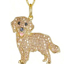 Golden Retriever Crystal Pendant Necklace