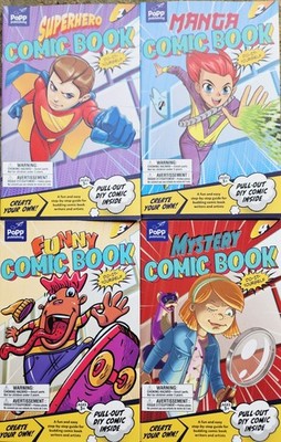 4 Create Your Own DIY Comic Books: Super Hero, Manga, Funny & Mystery Collection