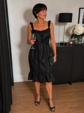Vera Wang Lavender 100% Silk Black Dress UK 6 Ruffle Hem Cocktail Party LBD