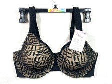 NWT Olga Women's 36D Sheer Leaves Minimizer Bra OG35519, Black