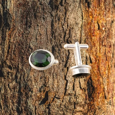 Natürliches Grün Turmalin Geburtstag Neujahr Manschetten Schmuck 925 Silber - Bild 1 von 2