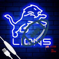 Football Team Neon Sign - Cool Dimmable Light Up Lions Football Team Merch Lyons
