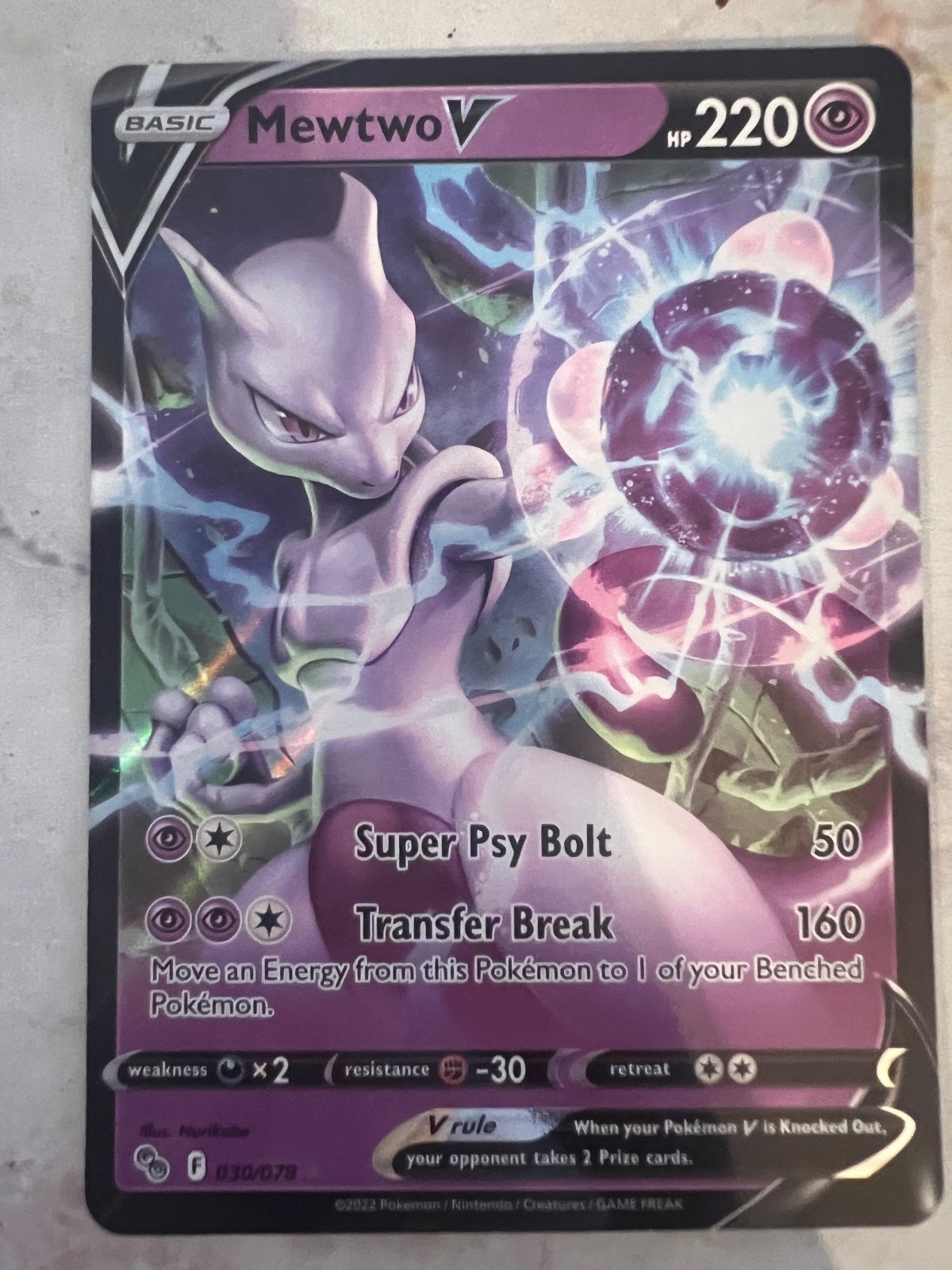 Mewtwo V 30/078 Pokémon GO Holo Pokemon TCG Near Mint / NM
