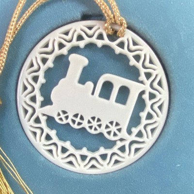 Vtg Lenox China Keepsake Locomotive Yuketide Christmas Ornament 24kt GOLD MIB
