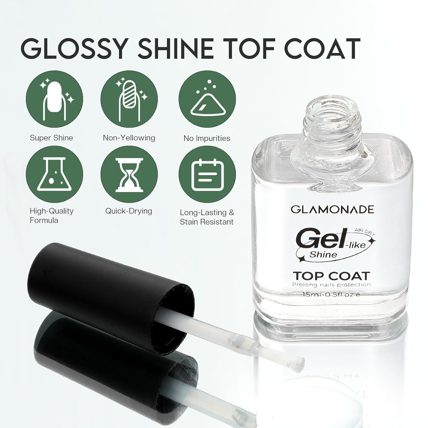 Top Coat Nail Polish Clear: Quick Dry Nail Polish No Chip High Shine Long Lastin
