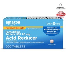 Maximum Strength Famotidine 20 mg Tablets - 200 Count Acid Reducer for 12 HR ...