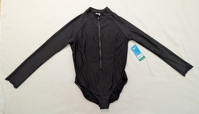 Speedo Long Sleeve One Piece Power Flex Eco Black Swimsuit Women's Large L - NWT