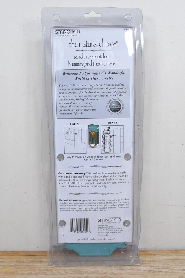 Springfield Termómetro Exterior Latón Sólido Montaje en Pared/Poste Colibrí Foto 3 de 4